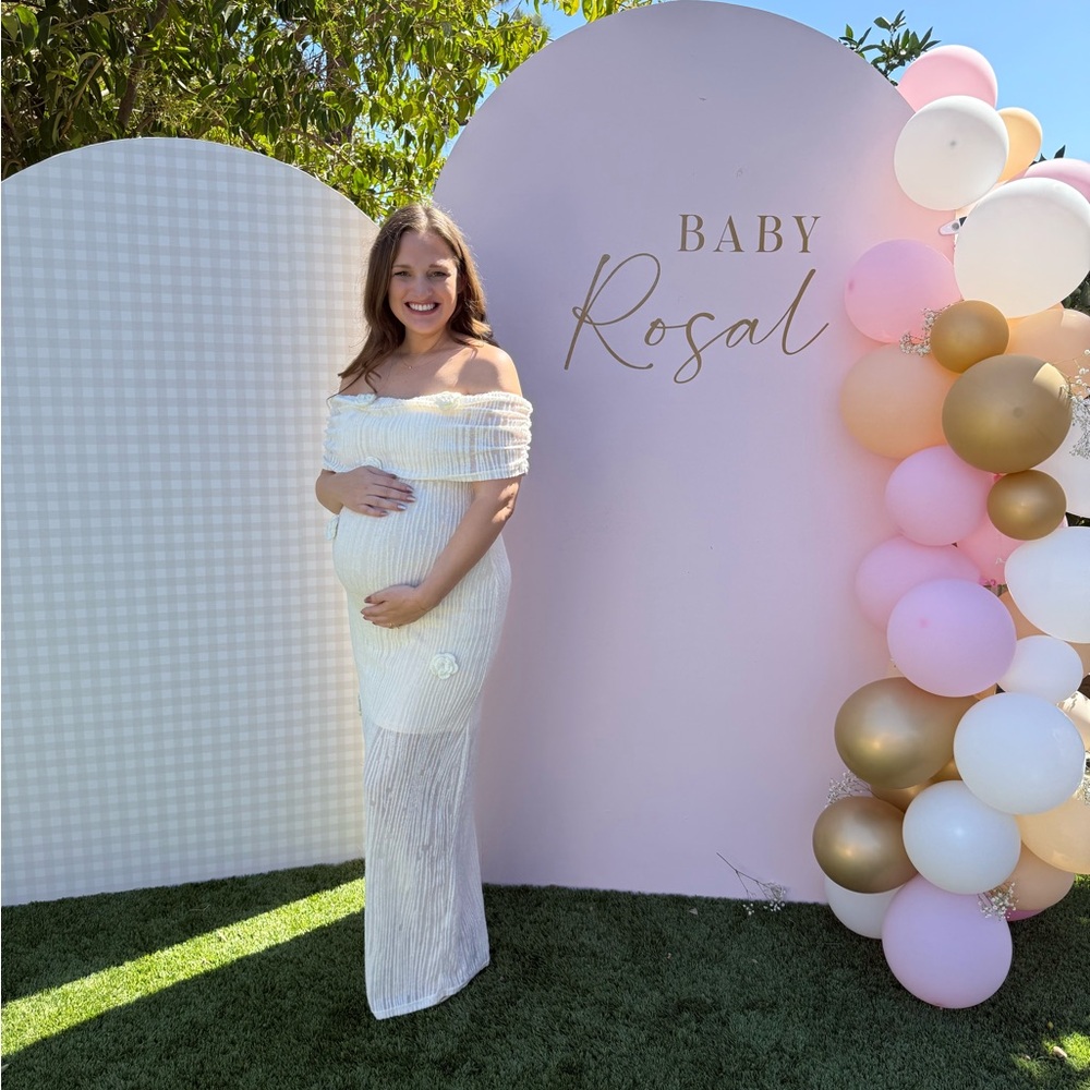 Elegant White Off-Shoulder Maternity Dress